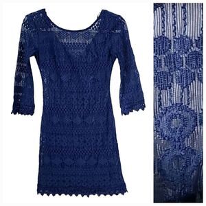 B Darlin NWT Navy Blue Lace Sheath Mini Dress V-Back Prom Formal Wedding Guest